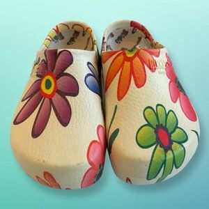 BIRKENSTOCK GES GECH CLOG FLORAL WHITE BASE W9/M7 EU40 NWT VEGAN FLOWER POWER